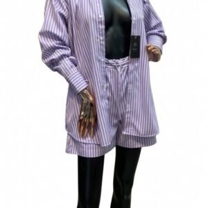 stripe shorts set (long sleeves)