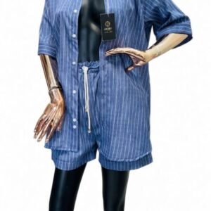 stripe shorts set (short sleeves)