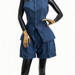 linen vest shorts set