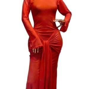 turtleneck mesh gown